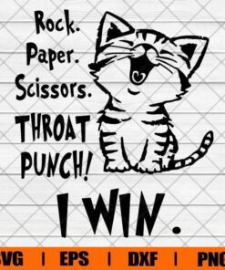 Cute Rock paper Scissors Throat Punch I Win, Cute Cat , Cat Lover Svg Eps Png Dxf