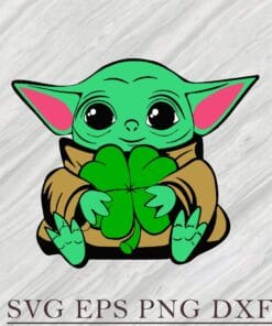 Cute Saint Patrick's Day, St Patricks Day, Baby Yoda, Green, Yoda Patrick's Day, Star War Layered Svg Eps Png Dxf