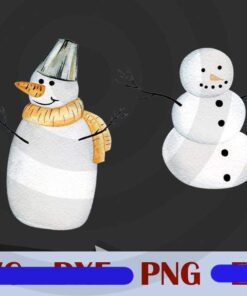 Cute Snowman winter Christmas Day Design Bundles Customizable PNG