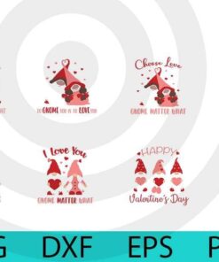 Cute sweet gnome, Valentines Gnomes, funny Gnomes fan lover Valentine's Day Customizable Layered Svg, Svg Eps Png Dxf