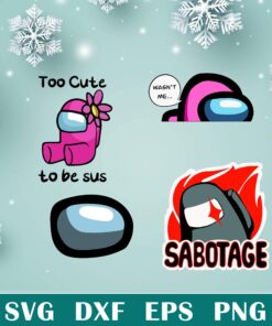 Cute Too Cute To be Sus Among Us Pink, Cute Among Us, Among Us, Gamer, Video Game, Impostor, Svg Eps Png Dxf
