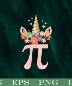 Cute Unicorn, Face Pi Day, Girls Women, Math Geek , Pi day Gift, Math teacher, Flower Horn, Unicorn Lover Layered Svg Eps Png Dxf