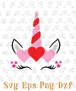 Cute Valentine Unicorn, Digital Download, Cricut, Cute Unicorn, Unicorn Lover, Magical Unicorn, Eyes Blinking Layered Svg, Svg Eps Png Dxf