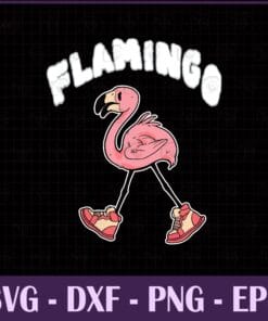 Cute Vintage Flamingo Walk Style Game, Jordan 1 Mid Digital Pink, Flamigo Lovers, SVG PNG DXF, EPS, PDF