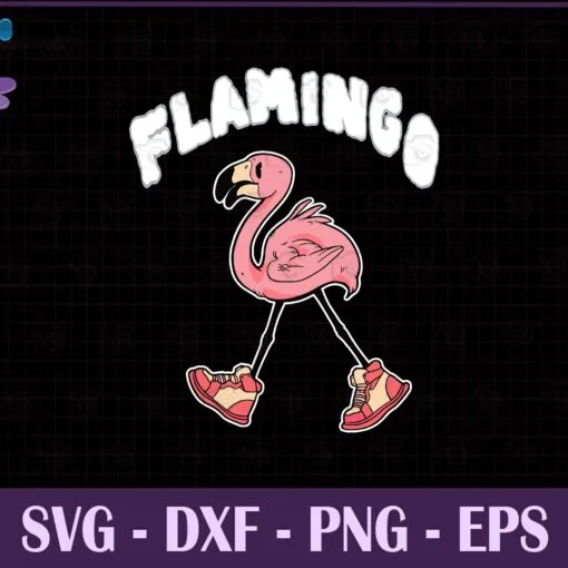 Cute Vintage Flamingo Walk Style Game, Jordan 1 Mid Digital Pink, Flamigo Lovers, SVG PNG DXF, EPS, PDF