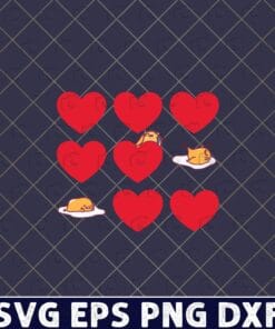 Cute Womens Gudetama Lazy And Lacking Energy, Hearts & Eggs Valentine's, Best Gift For Valentine, Tamago Layered Svg, Svg Eps Png Dxf
