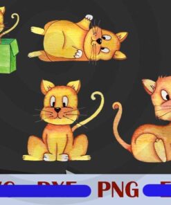 Cute yellow cat, cat in the box cat lover cat mom, cat dad Customizable PNG