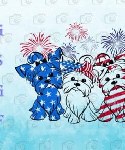 Cute Yorkshire Dog, Yorkshire Terrier, Yorkshire Family, New Year, Firework, US Flag Headband, Cute Yorkshire,SVG PNG DXF, EPS, PDF