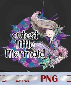 cutest little mermaid gift for girl woamn lady little girl Design Bundles Customizable PNG