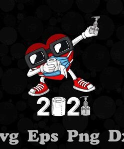 Dabbing Heart In A Mask, Funny Valentines Day 2021, Dab, 2021 Quara, Layered SVG, DXF, PNG, EPS