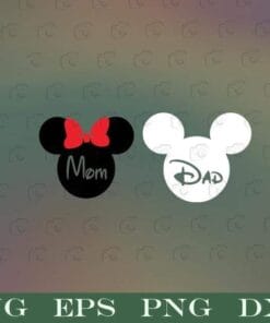 Dad and Mom, Disney Mickey Mouse, Disney, Minne Mouse, Disney Vacation, Disneyworld, Disney Family, Mickey Mouse Head, Minne Head, Layered SVG, DXF, PNG, EPS