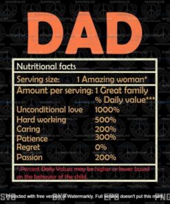 Dad Nutritional Facts, Funny Father's Day, Funny Dad Svg, Gift For Daddy, Father's Day Svg,Layered Svg, Svg Eps Png Dxf