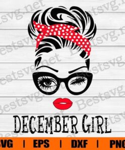 December Girl, Lashes, Eyelash, red Headband, Glasses , Female,Lips, Hair, Fashion, For Silhouette, For Cricut, Other, Svg Eps Png Dxf