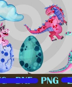 Design Bundles Baby Cute Dinosaurs Cloud Customizable PNG