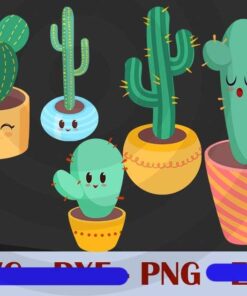 Design Bundles Cute Cacti Cactus Plant Customizable PNG