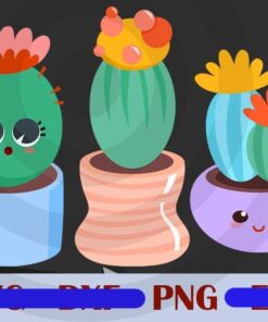 Design Bundles Cute Cacti Cactus Plant Customizable PNG