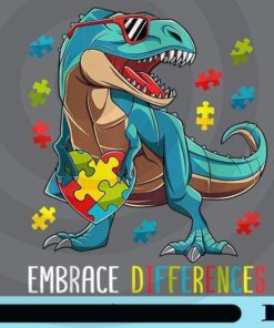 Dinosaur Puzzle Piece Autism Awareness, Boys Kids Gift, Autism Dino, Embrace Differences, Autism Day, Customizable Png