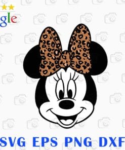 Disney Cartoon Character, Mickey Mouse, Minnie Mouse Leopard Bow, Love Minnie, Disney Cartoon fans SVG PNG DXF, EPS, PDF