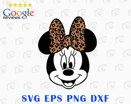 Disney Cartoon Character, Mickey Mouse, Minnie Mouse Leopard Bow, Love Minnie, Disney Cartoon fans SVG PNG DXF, EPS, PDF