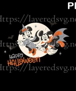 Disney Halloween Minnie and Minnie Flying, 2021 Halloween, Retro halloween Art, 2021 halloween gift, halloween theme Customizable PNG