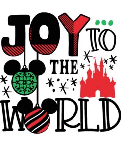 Disney Joy To The World, Merry Christmas, Disney Castle, Mickey Mouse Head, Layered SVG, DXF, PNG, EPS