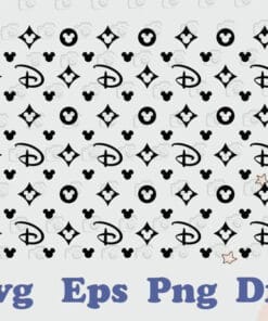 Disney LV Pattern, LV Disney Monogram Svg, Mickey Minnie Mouse, Mickey Head,SVG PNG DXF, EPS, PDF