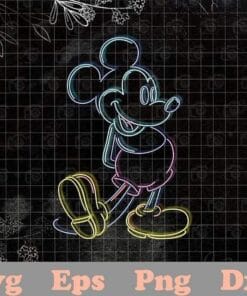 Disney Mickey And Friends Mickey Mouse Neon Line Portrait, Mickey Lovers, Mickey Mouse, SVG PNG DXF, EPS, PDF