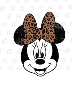 Disney Mickey And Friends Minnie Mouse Leopard Bow Portrait, Cheetah Bow Minnie , Minnie Lovers, Minnie Head, Layered Svg Eps Png Dxf
