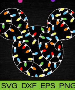 Disney Mickey Christmas Lights , Mickey Mouse Head, Color Bulb, Decoration Bulb, Merry Chritsmas, Layered SVG, DXF, PNG, EPS