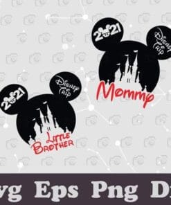 Disney Mickey Head Design, 2021 Disney Trip, Mommy, Little Brother, Disney Vacation 2021, Disney Family, Custom Name, Layered SVG, DXF, PNG, EPS