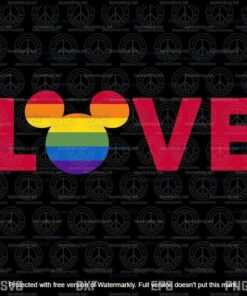 Disney Mickey Mouse, Loves LGBT Pride Art, Rainbow Mickey Head, LGBT Support, Sexual Equality, Human Right, Layered Svg Eps Png Dxf