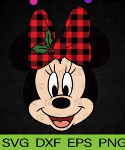 Disney Minnie Mouse, Christmas Bow, Buffalo Plaid Bow, Merry Christmas, Christmas Holiday, Layered SVG, DXF, PNG, EPS