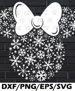 Disney Minnie, Mouse Holiday, Merry Christmas, Minnie Head, Snow Head, Minnie Lovers, Christmas Holiday, Layered SVG, DXF, PNG, EPS