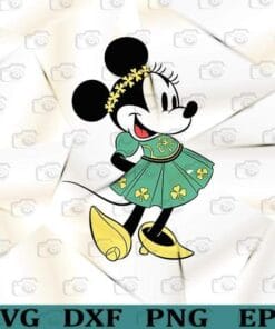 Disney Minnie Princess, Shamrock Dress St. Patrick's Day, Shamrock, Four-Leaf Clover, Minnie Mouse, Walt Disney Animation Layered Svg Eps Png Dxf