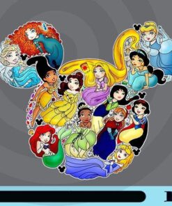 Disney Princess, Disney, Mickey Head, Disney Vacation, Princess Line, Girl Gift, Disney Princess Chibi, Customizable Png