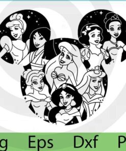 Disney Princess Mickey Squad Princess , Customizable Layered Svg, Svg Eps Png Dxf