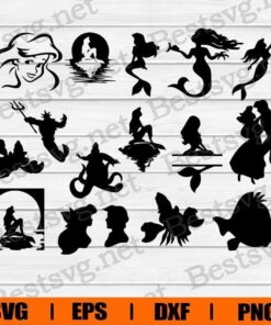 Disney's The Little Mermaid Bundle, Ariel, Flounder, King Tritan, Sebastian , The Little Mermaid Cartoon, Disney Cartoon, Svg Eps Png Dxf