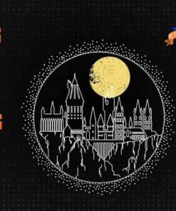 Distressed Harry Potter Hogwarts Full Moon Line Art, Ink Real Drawing, Harry Potter Fan, Wizard World, Harry Poster Castle, film,Layered SVG, DXF, PNG, EPS