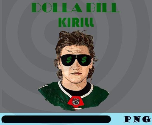 Dolla Bill Kirill, Kirill Kaprizov, Ice Hockey Player, Hockey Lovers, Dollar Glasses, Customizable Png