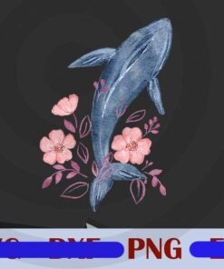 Dolphin and flower floral ocean Cute Wild Animal Customizable PNG