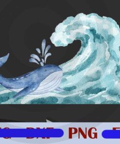 Dolphin and Wind wave ocean Cute Wild Animal Customizable PNG