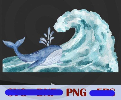 Dolphin and Wind wave ocean Cute Wild Animal Customizable PNG