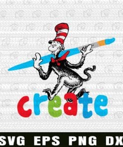 Dr Seuss, Cat in The Hat, Dr Seuss Birthday, Gift For Teachers, Dr Seuss Lovers, Layered Svg Eps Png Dxf