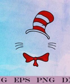 Dr Seuss Day, The Cat in the Hat, Dr Seuss Hat, Red Bow, Cat Lovers Layered Svg Eps Png Dxf