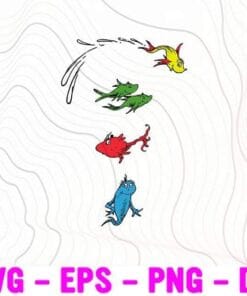 Dr Seuss, One Fish Two Fish, Red Fish Blue Fish, Dr. seuss Birthday, children's book, All-Time Bestselling Children's Books Layered Svg Eps Png Dxf