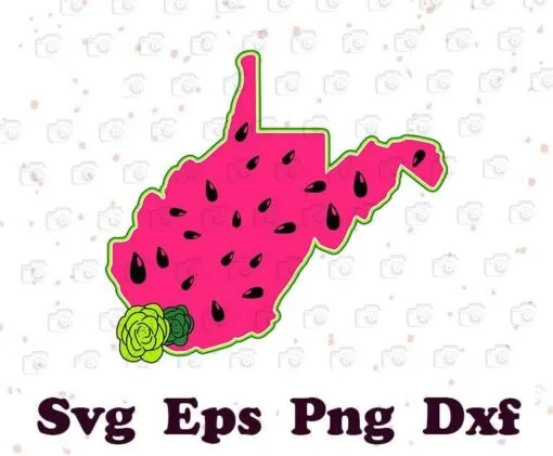 Dragon Fruit Art, West Virginia Watermelon, Summer Time, Spring Time, food, Layered SVG, DXF, PNG, EPS