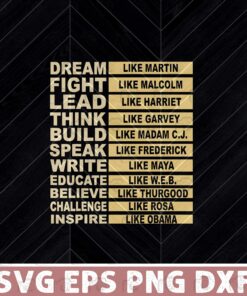 Dream Like Martin ,Influential Inspirational Black History Leaders ,Martin Obama Premium, Black History, Black Lives Matter, Black Pride Layered Svg, Svg Eps Png Dxf
