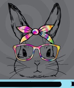 Dy Cute Bunny Face Tie Dye Glasses Easter Day, LGBT, Cute Bunny, Cute Rabbit, Bunny Lovers, Bunny with Headband, Customizable Png