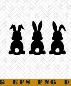Easter Bunny, Cute Bunny, Cute Rabbits, Black Rabbit Poster, Bunny Sticker, Rabbit Sticker, Layered Svg Eps Png Dxf