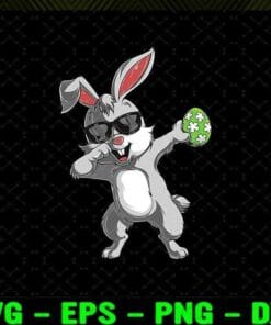Easter BunnyDabbing, Holding Easter Egg, Happy Easter Day, Easter Sunday, Dabbing Rabbit Layered Svg Eps Png Dxf